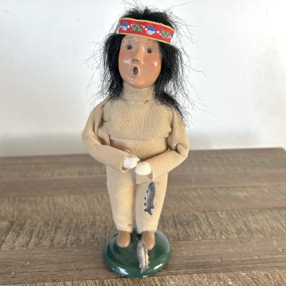 Byers Choice Carolers Native American Boy Figurine Fisherman Thanksgiving 1999